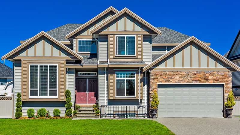 Newly constructed suburban house seen while performing home inspection services 