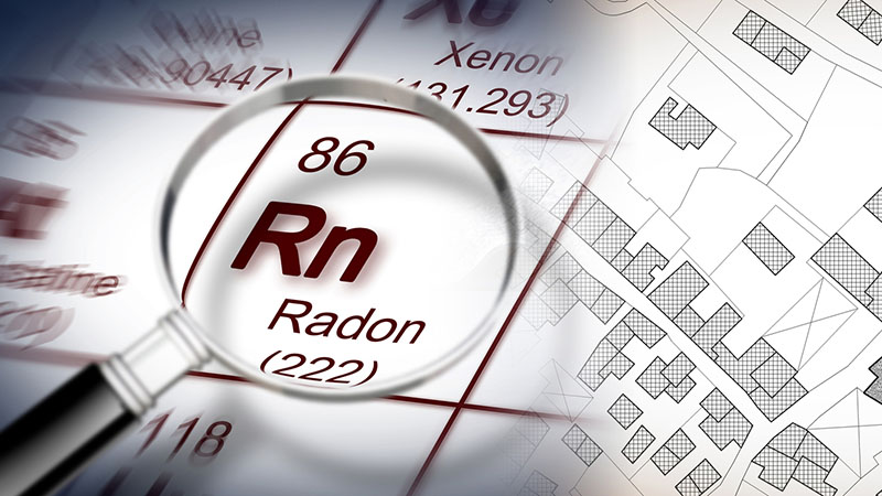 Radon test being done while performing home inspection services 